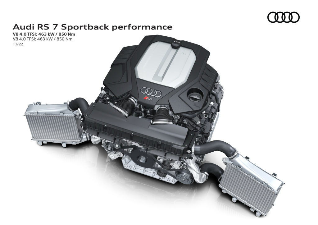 Audi RS7 EA825 engine removed from vehicle